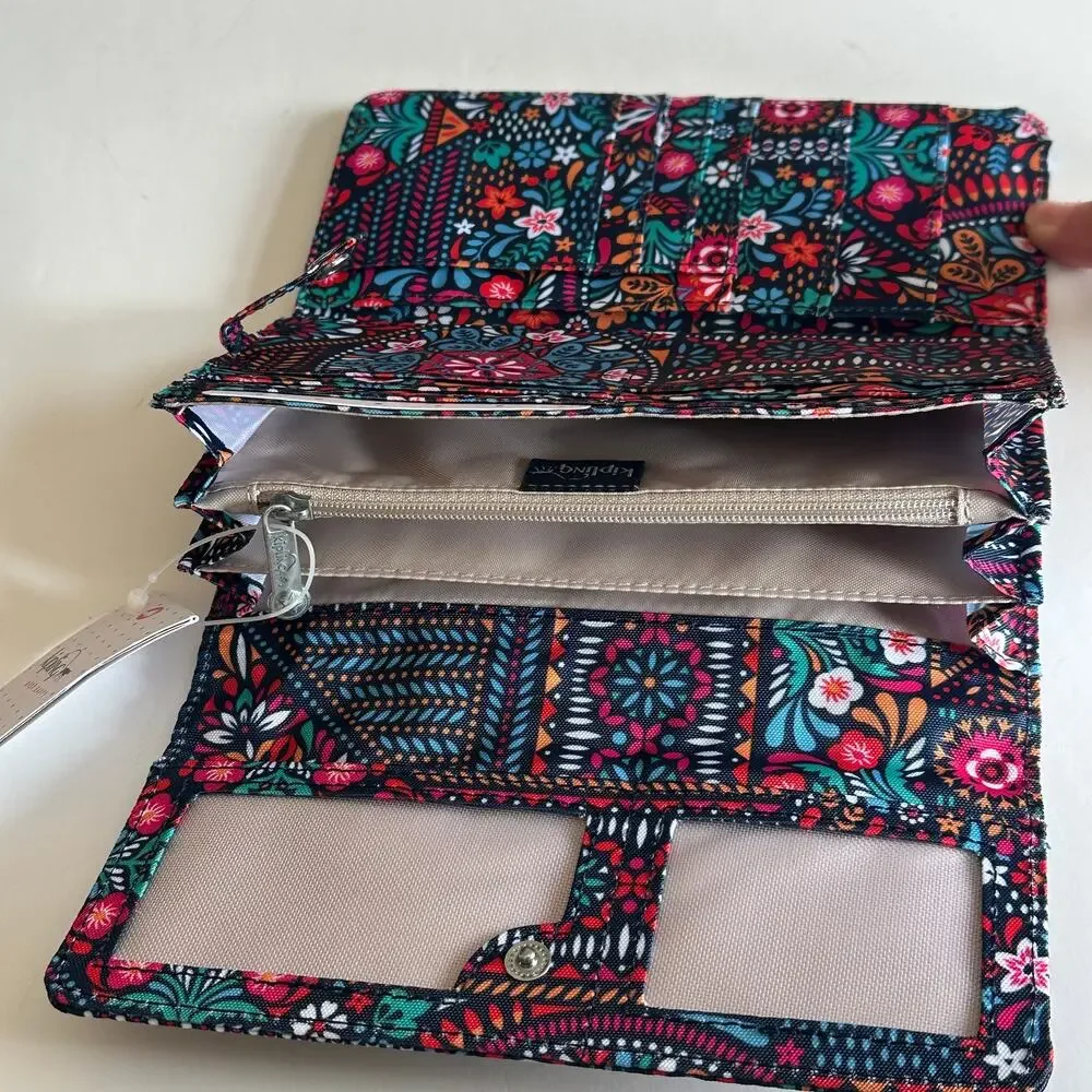 Kipling NEW Teddi Wallet Dizzy Darling Colorful Print Trifold Continental NWT